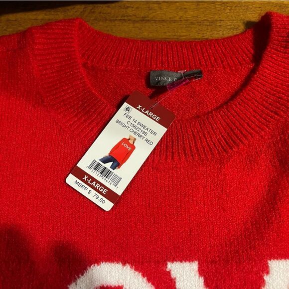 Vince Camuto Bright Cherry Red Love Sweater NWT - Picture 11 of 16